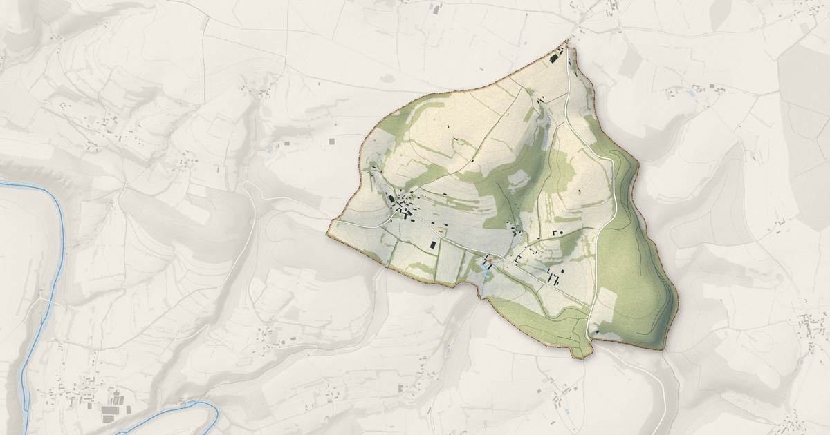Portrait cartographique de La Pommeraye : relief, eau, forêts, bâti et voies, calculés à partir des données de l'IGN