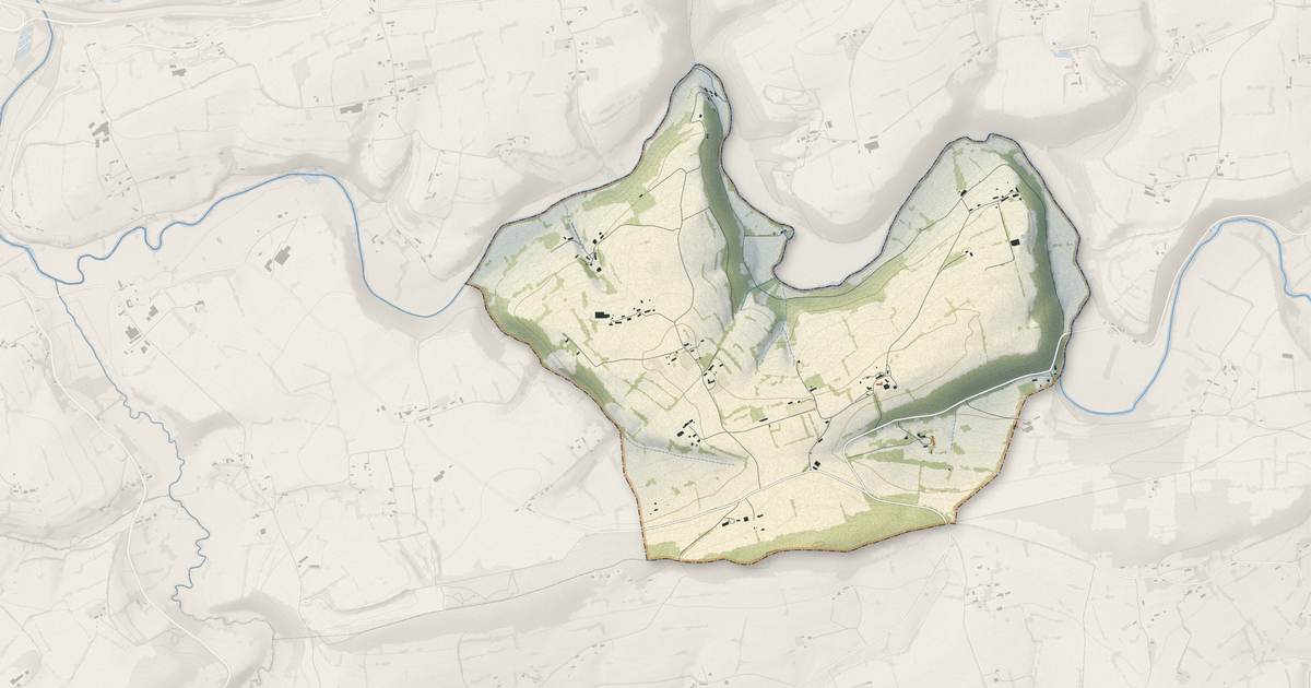 Portrait cartographique de Pont-Bellanger : relief, eau, forêts, bâti et voies, calculés à partir des données de l'IGN