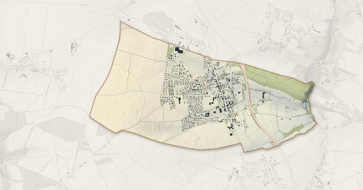 Portrait cartographique de Potigny : relief, eau, forêts, bâti et voies, calculés à partir des données de l'IGN