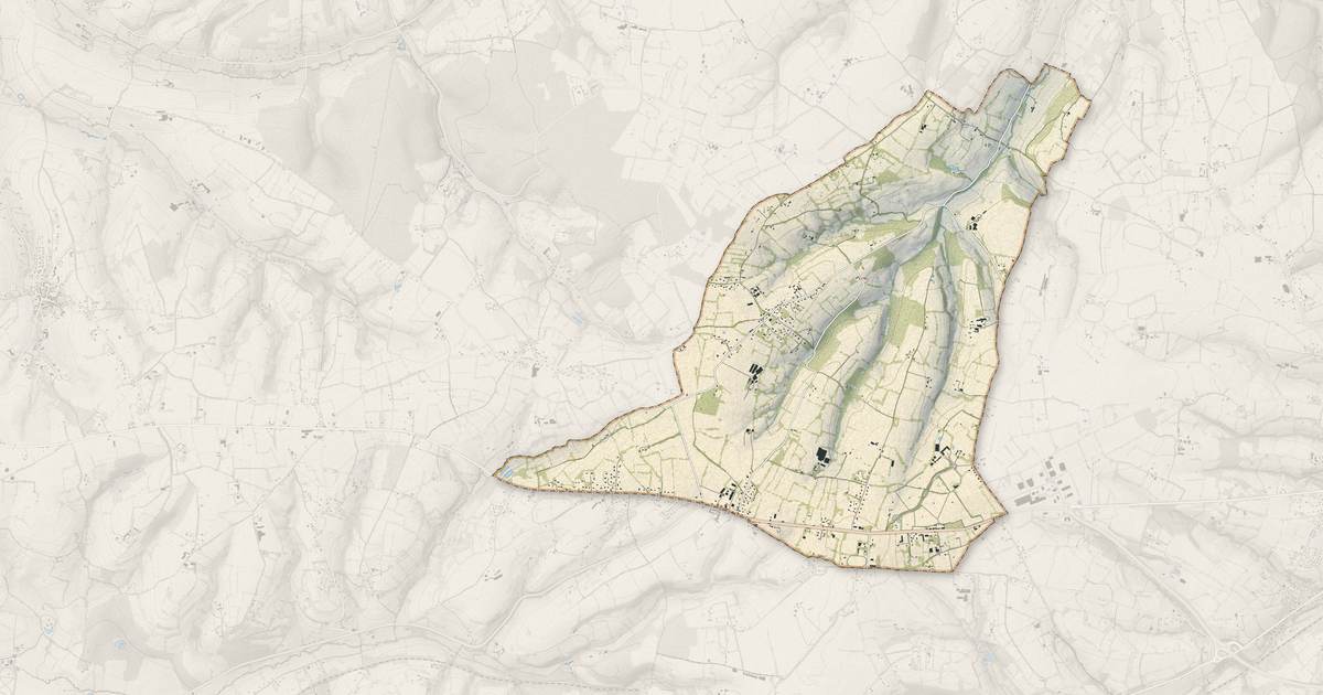 Portrait cartographique de Le Pré-d'Auge : relief, eau, forêts, bâti et voies, calculés à partir des données de l'IGN