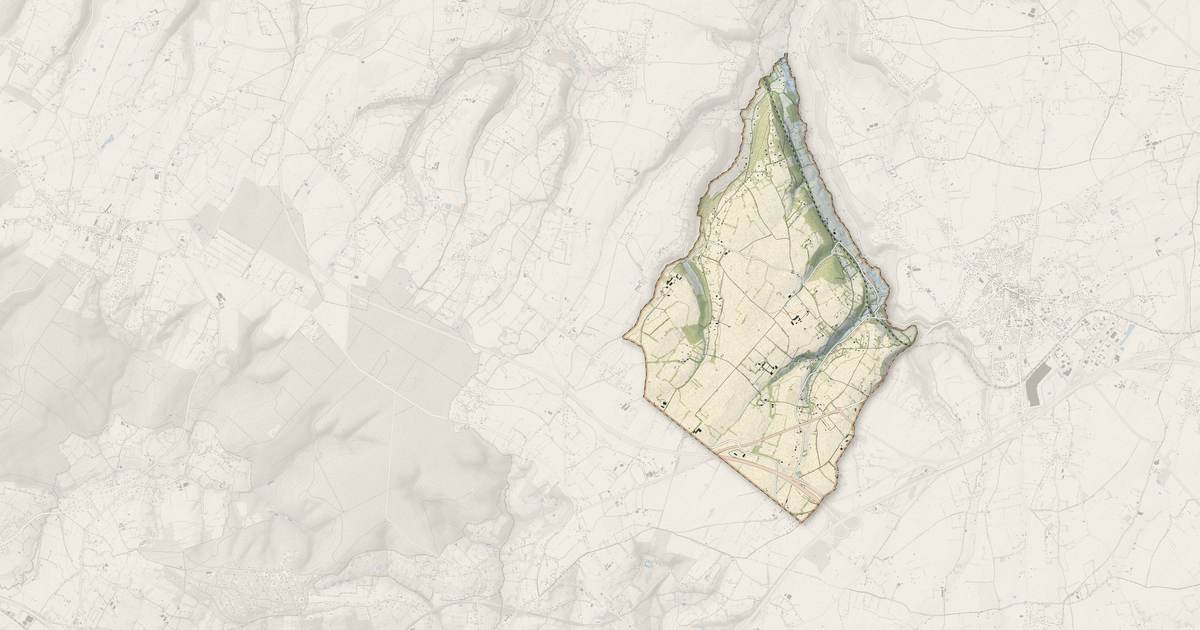 Portrait cartographique de Quetteville : relief, eau, forêts, bâti et voies, calculés à partir des données de l'IGN