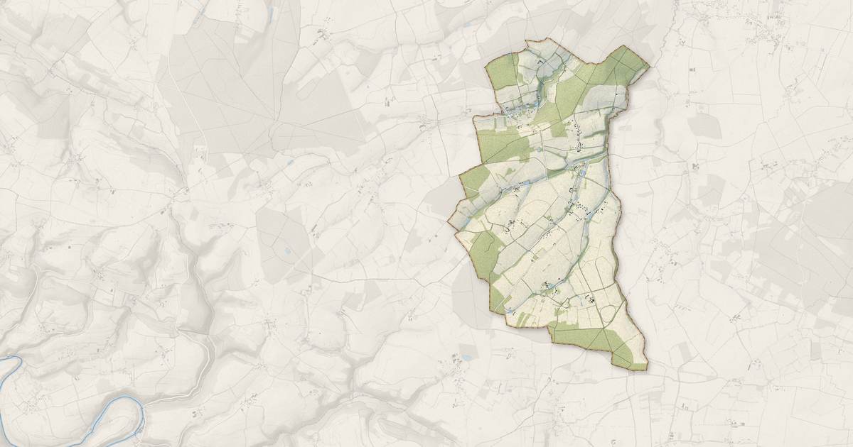 Portrait cartographique de Saint-Germain-Langot : relief, eau, forêts, bâti et voies, calculés à partir des données de l'IGN