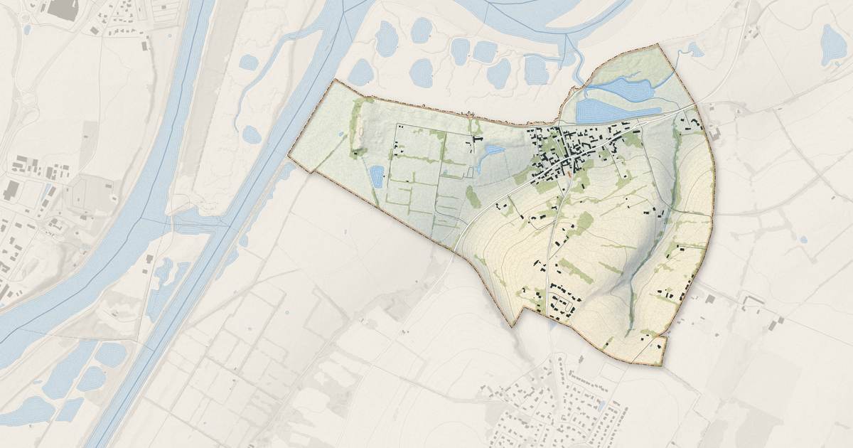 Portrait cartographique de Sallenelles : relief, eau, forêts, bâti et voies, calculés à partir des données de l'IGN