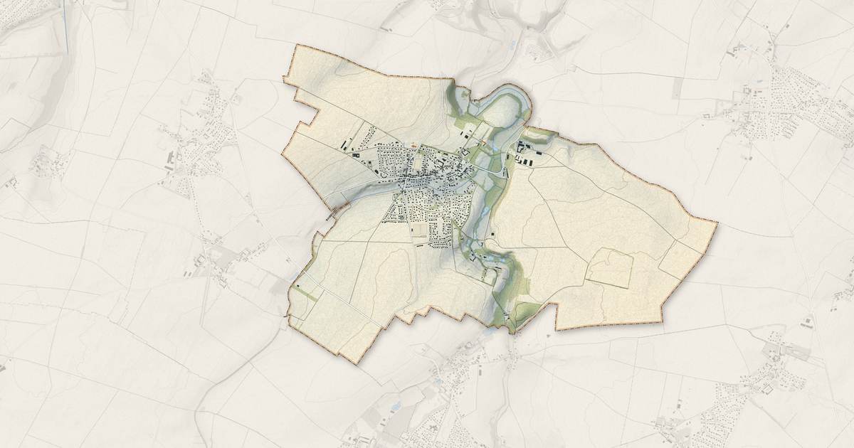 Portrait cartographique de Thaon : relief, eau, forêts, bâti et voies, calculés à partir des données de l'IGN