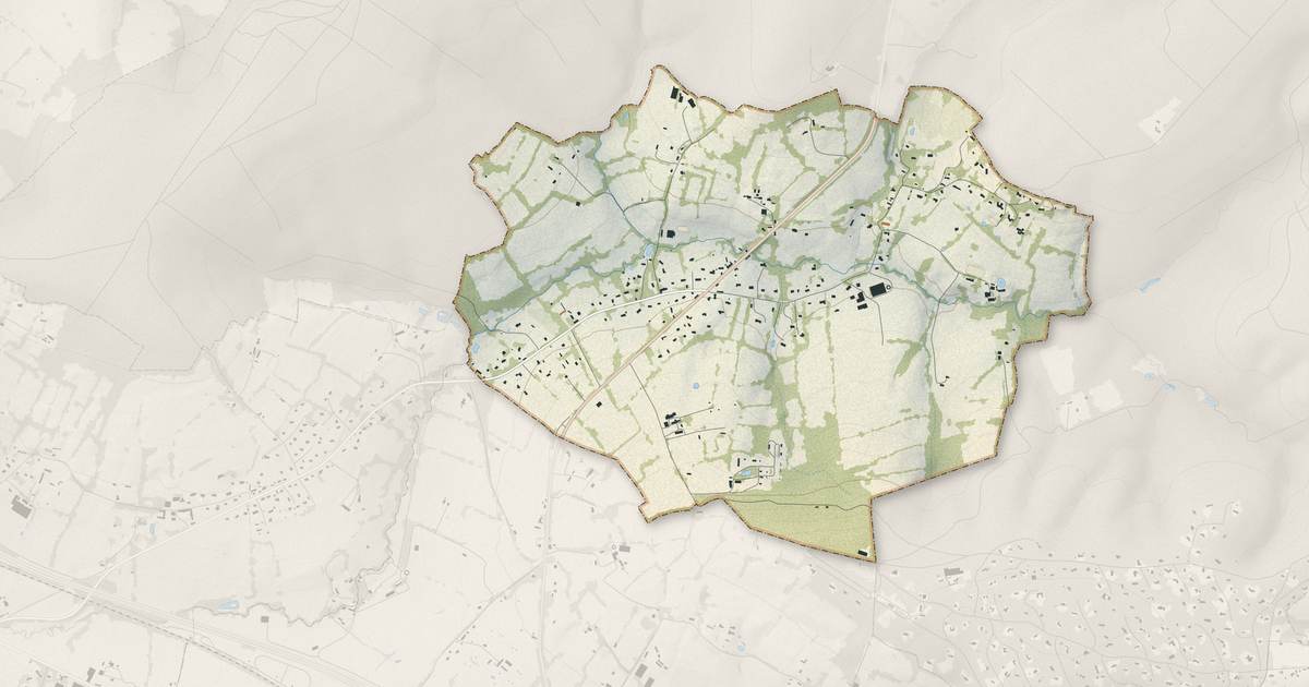 Portrait cartographique de Tourville-en-Auge : relief, eau, forêts, bâti et voies, calculés à partir des données de l'IGN