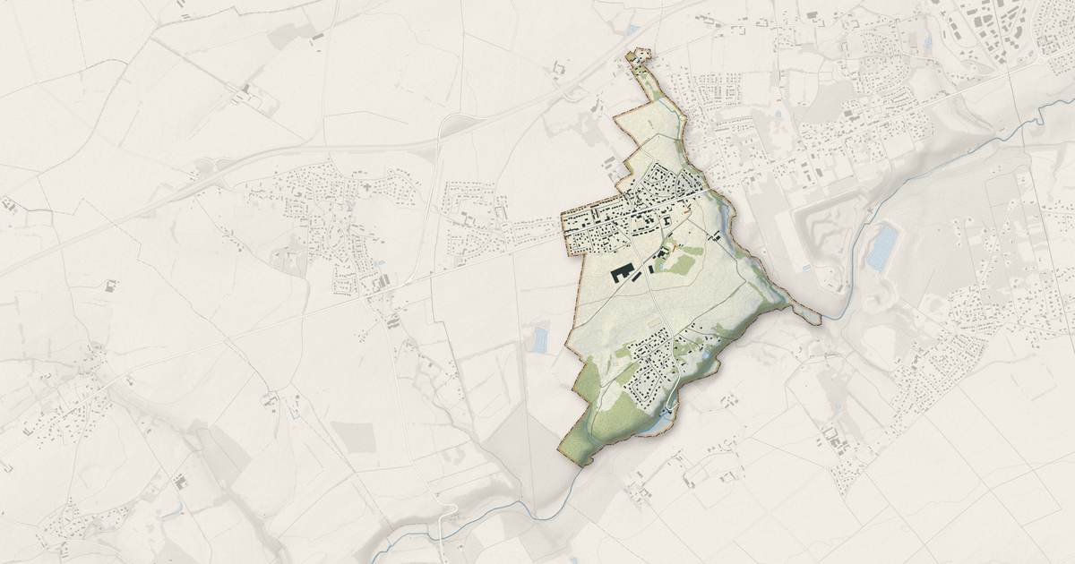 Portrait cartographique de Tourville-sur-Odon : relief, eau, forêts, bâti et voies, calculés à partir des données de l'IGN