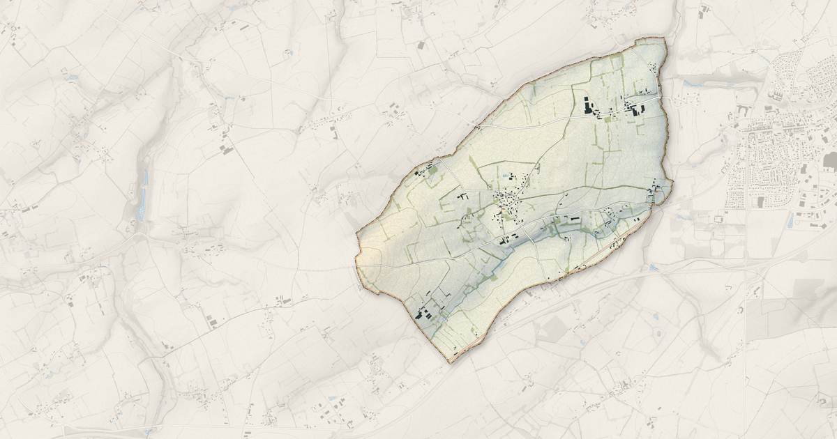 Portrait cartographique de Tracy-Bocage : relief, eau, forêts, bâti et voies, calculés à partir des données de l'IGN