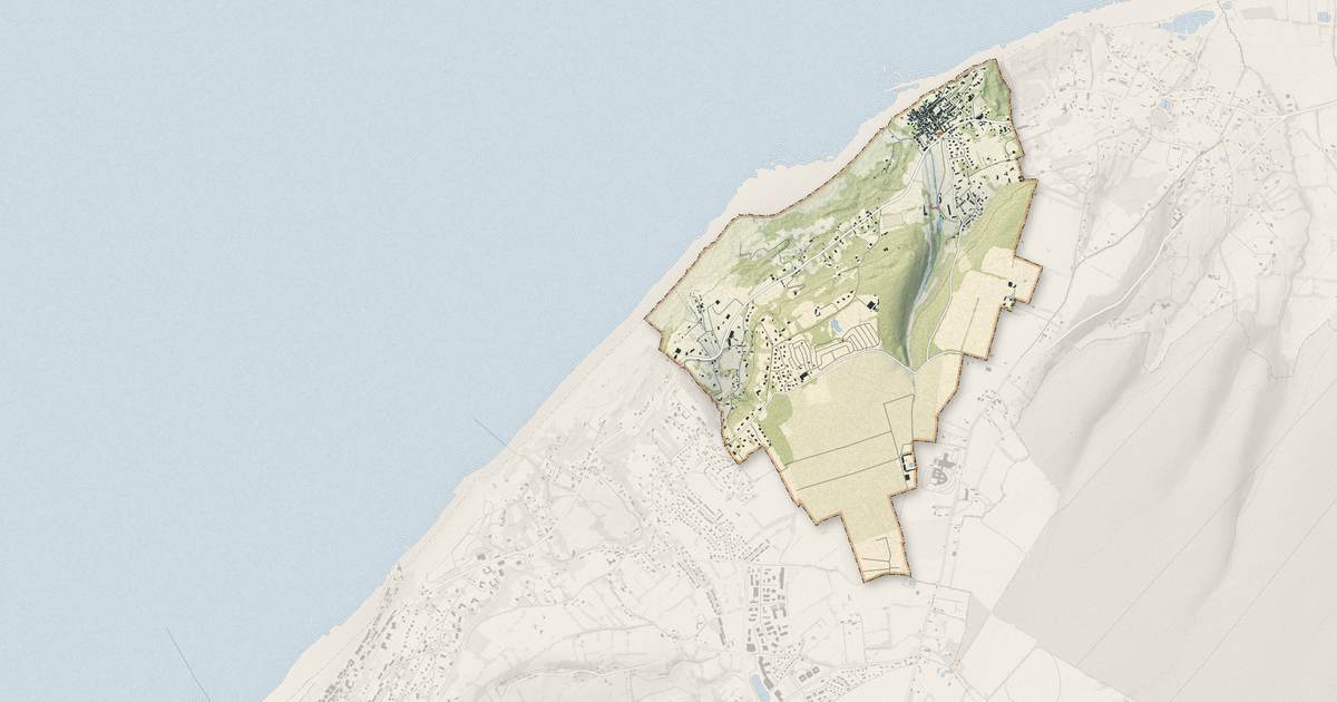 Portrait cartographique de Villerville : relief, eau, forêts, bâti et voies, calculés à partir des données de l'IGN