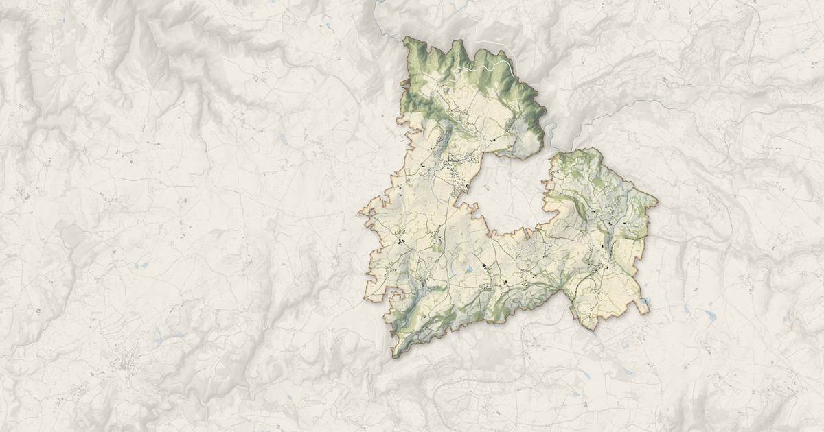 Portrait cartographique de Ally : relief, eau, forêts, bâti et voies, calculés à partir des données de l'IGN