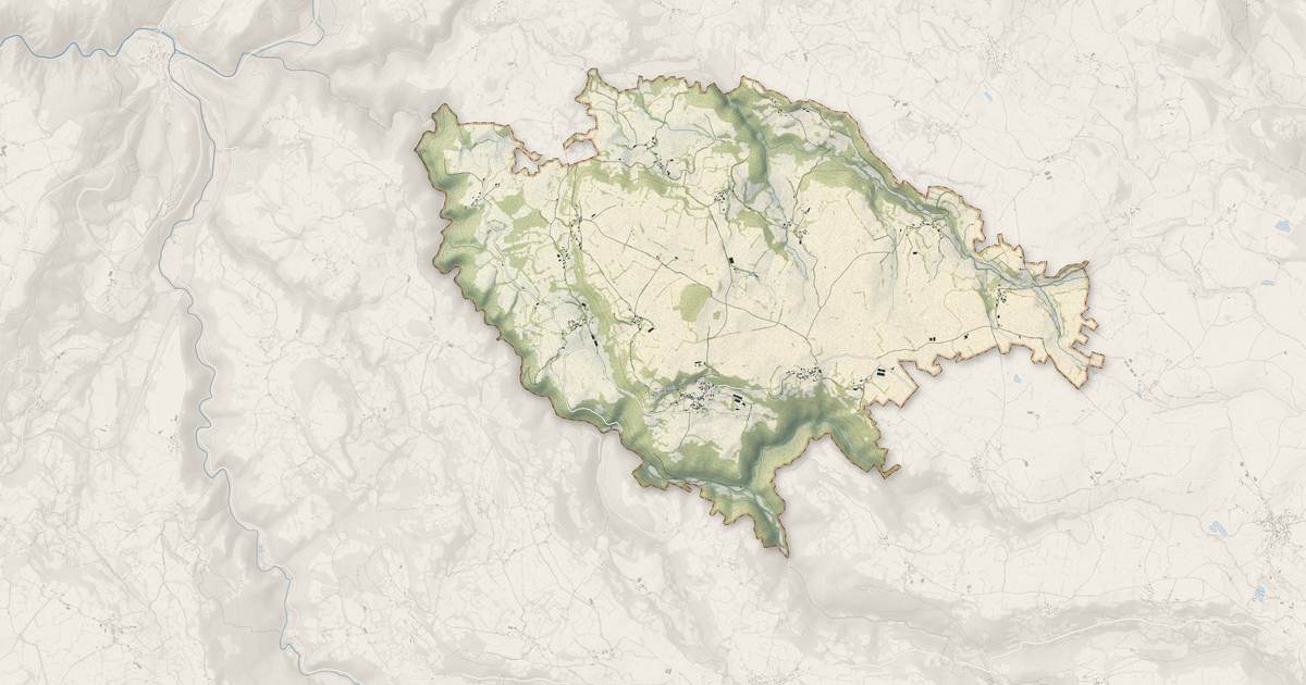 Portrait cartographique de Auzers : relief, eau, forêts, bâti et voies, calculés à partir des données de l'IGN