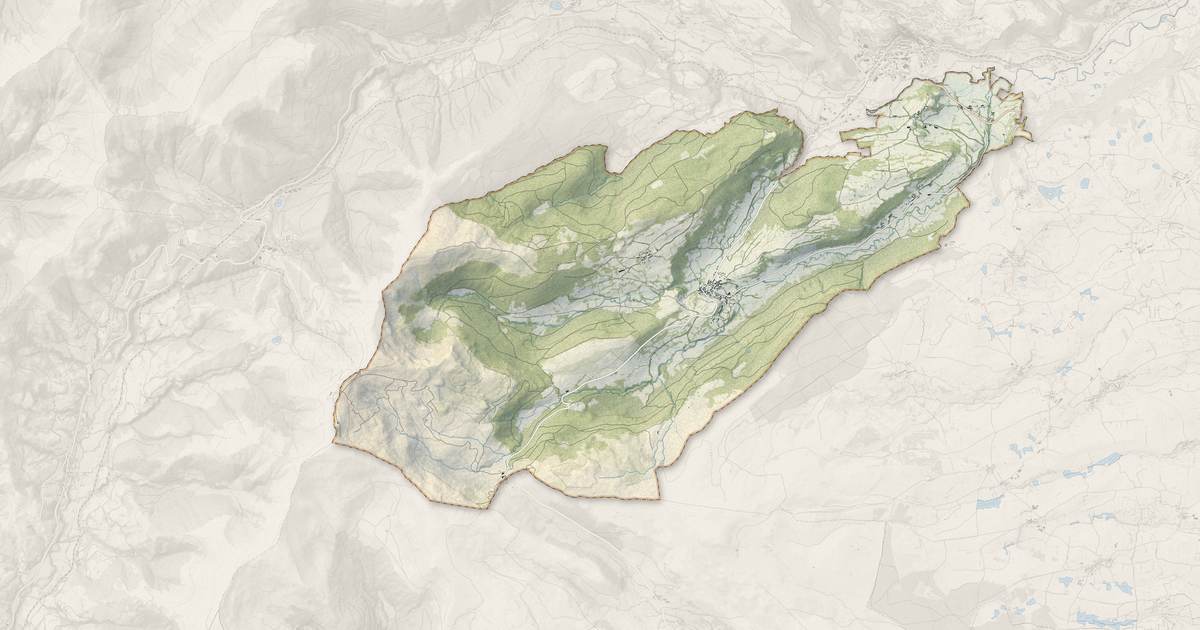 Portrait cartographique de Albepierre-Bredons : relief, eau, forêts, bâti et voies, calculés à partir des données de l'IGN