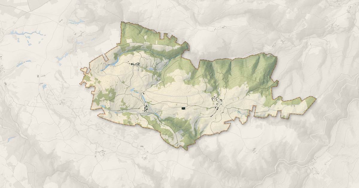 Portrait cartographique de Chazelles : relief, eau, forêts, bâti et voies, calculés à partir des données de l'IGN