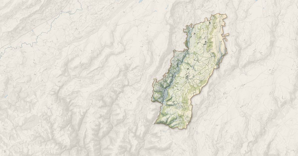 Portrait cartographique de Raulhac : relief, eau, forêts, bâti et voies, calculés à partir des données de l'IGN