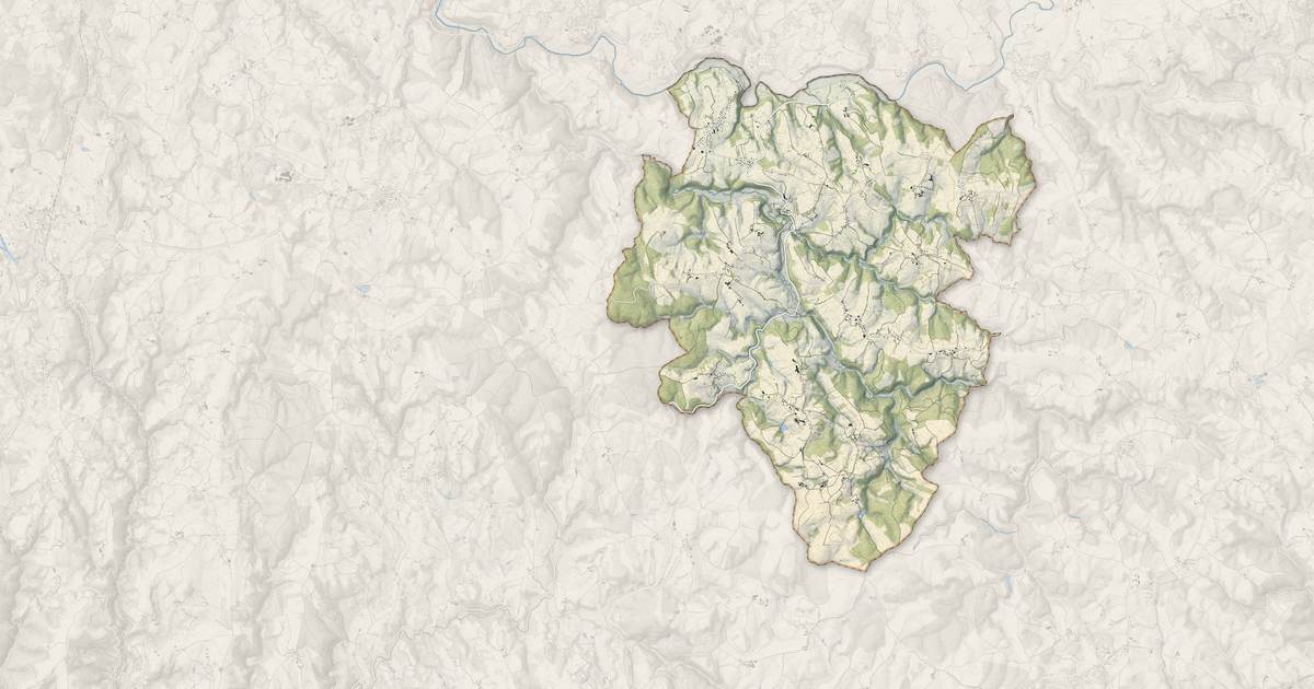Portrait cartographique de Roannes-Saint-Mary : relief, eau, forêts, bâti et voies, calculés à partir des données de l'IGN