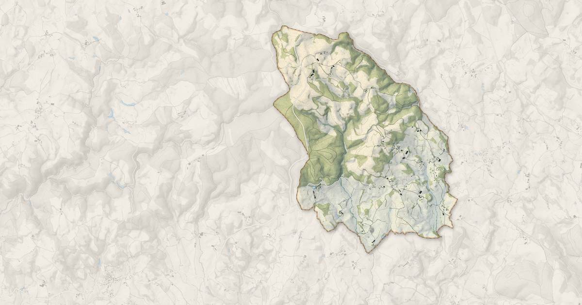 Portrait cartographique de Sansac-Veinazès : relief, eau, forêts, bâti et voies, calculés à partir des données de l'IGN
