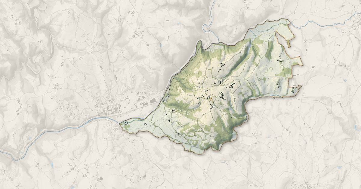 Portrait cartographique de Le Trioulou : relief, eau, forêts, bâti et voies, calculés à partir des données de l'IGN