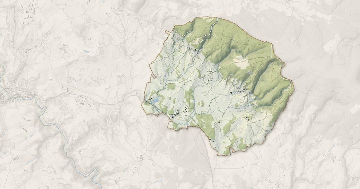 Portrait cartographique de Vabres : relief, eau, forêts, bâti et voies, calculés à partir des données de l'IGN