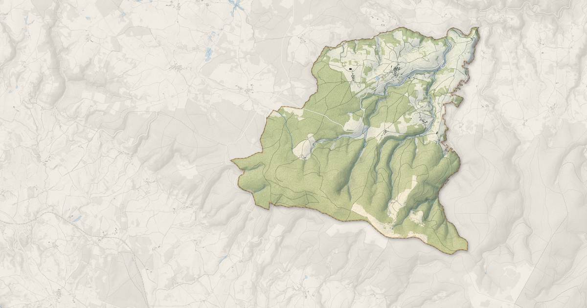 Portrait cartographique de Védrines-Saint-Loup : relief, eau, forêts, bâti et voies, calculés à partir des données de l'IGN