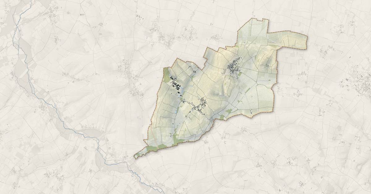 Portrait cartographique de Angeac-Champagne : relief, eau, forêts, bâti et voies, calculés à partir des données de l'IGN