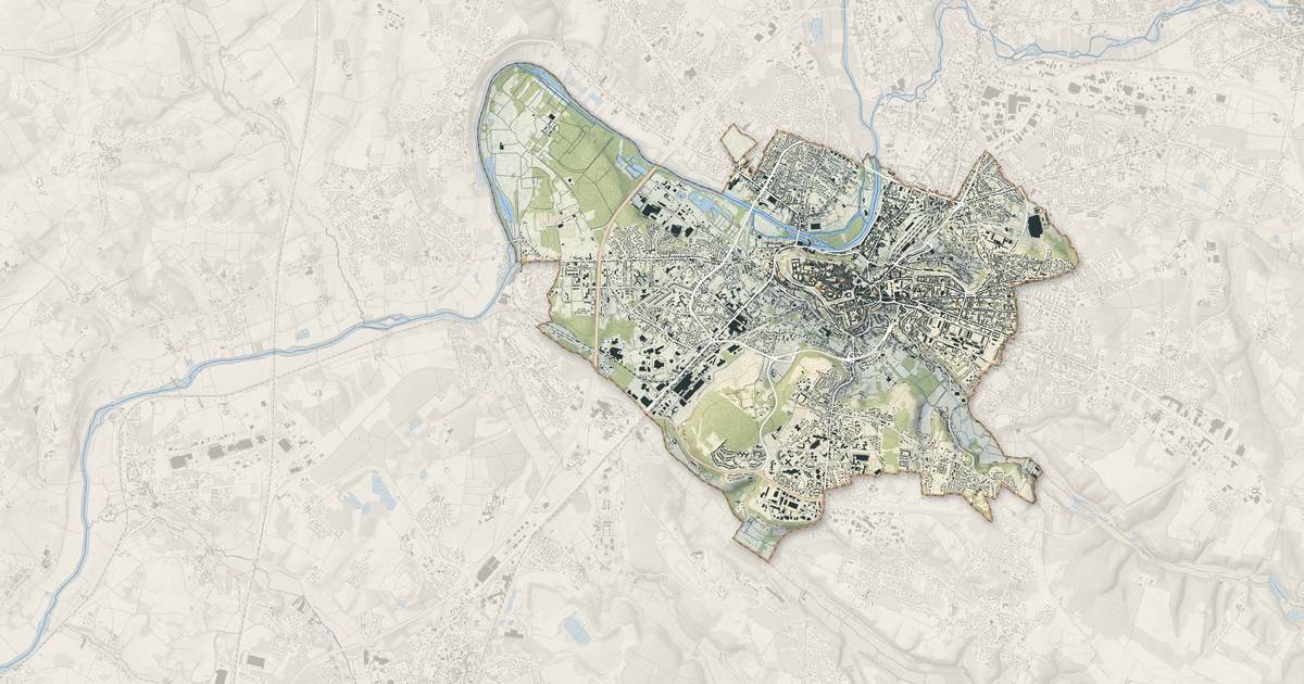 Portrait cartographique de Angoulême : relief, eau, forêts, bâti et voies, calculés à partir des données de l'IGN