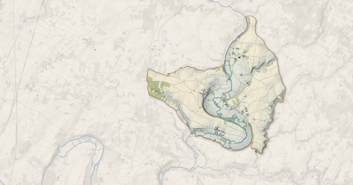 Portrait cartographique de Aunac-sur-Charente : relief, eau, forêts, bâti et voies, calculés à partir des données de l'IGN