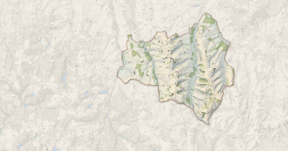 Portrait cartographique de Berneuil : relief, eau, forêts, bâti et voies, calculés à partir des données de l'IGN