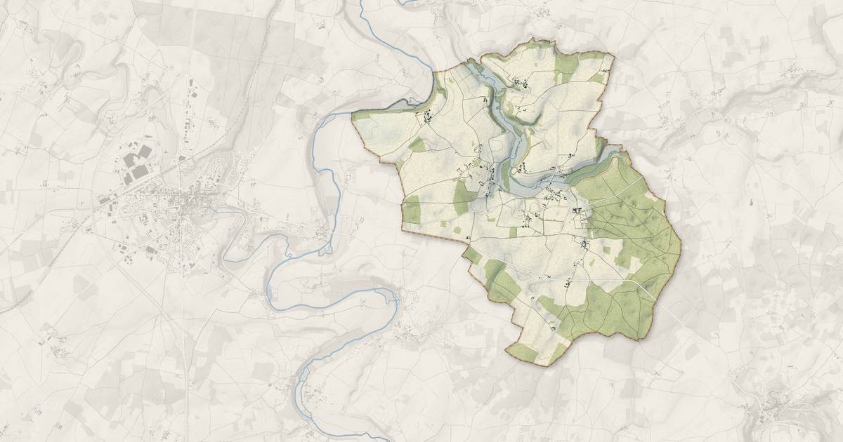 Portrait cartographique de Bioussac : relief, eau, forêts, bâti et voies, calculés à partir des données de l'IGN