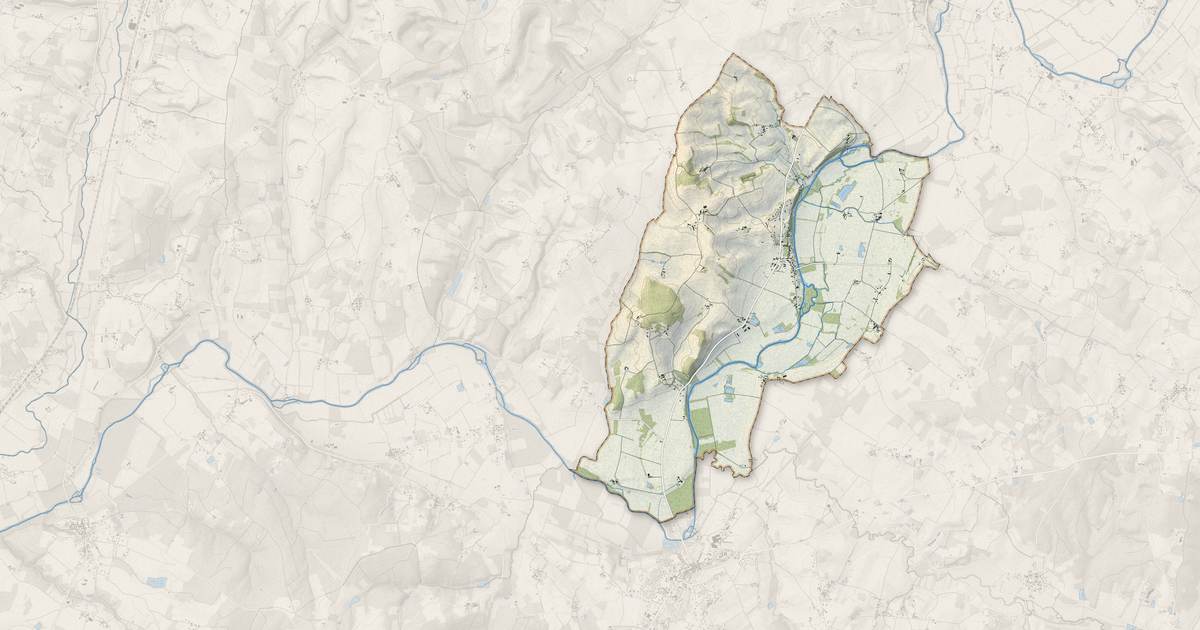 Portrait cartographique de Bonnes : relief, eau, forêts, bâti et voies, calculés à partir des données de l'IGN