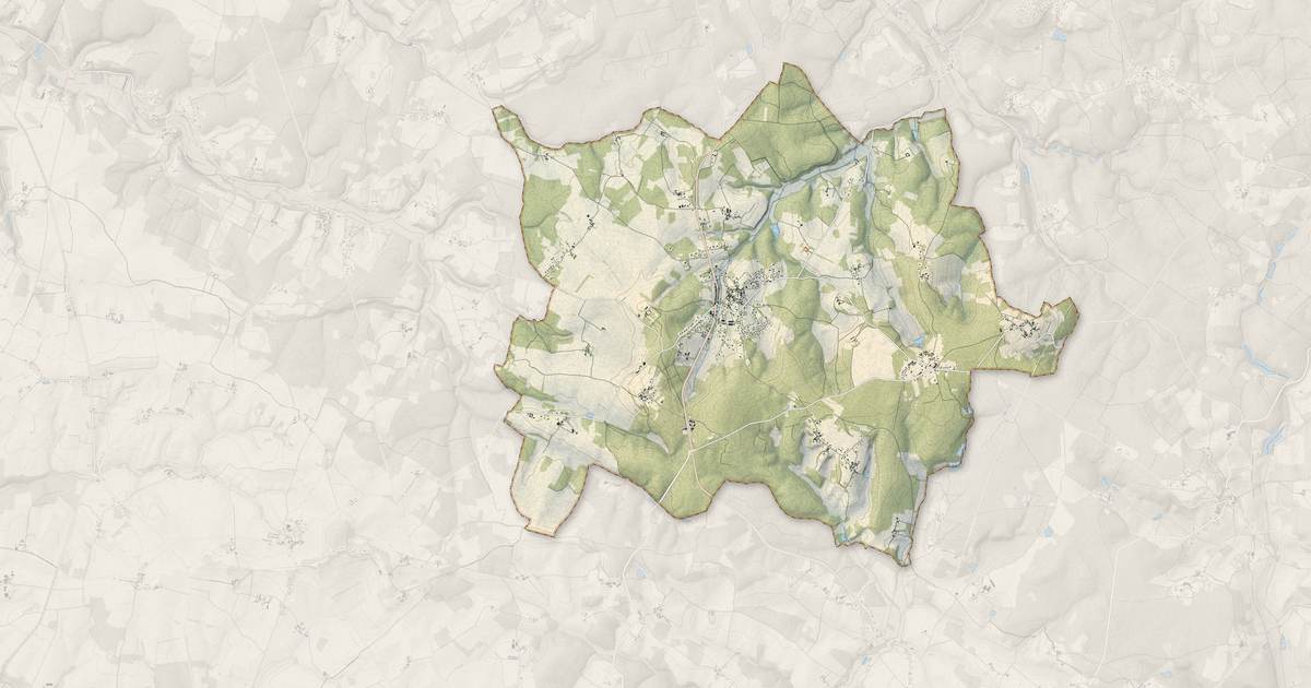 Portrait cartographique de Dignac : relief, eau, forêts, bâti et voies, calculés à partir des données de l'IGN