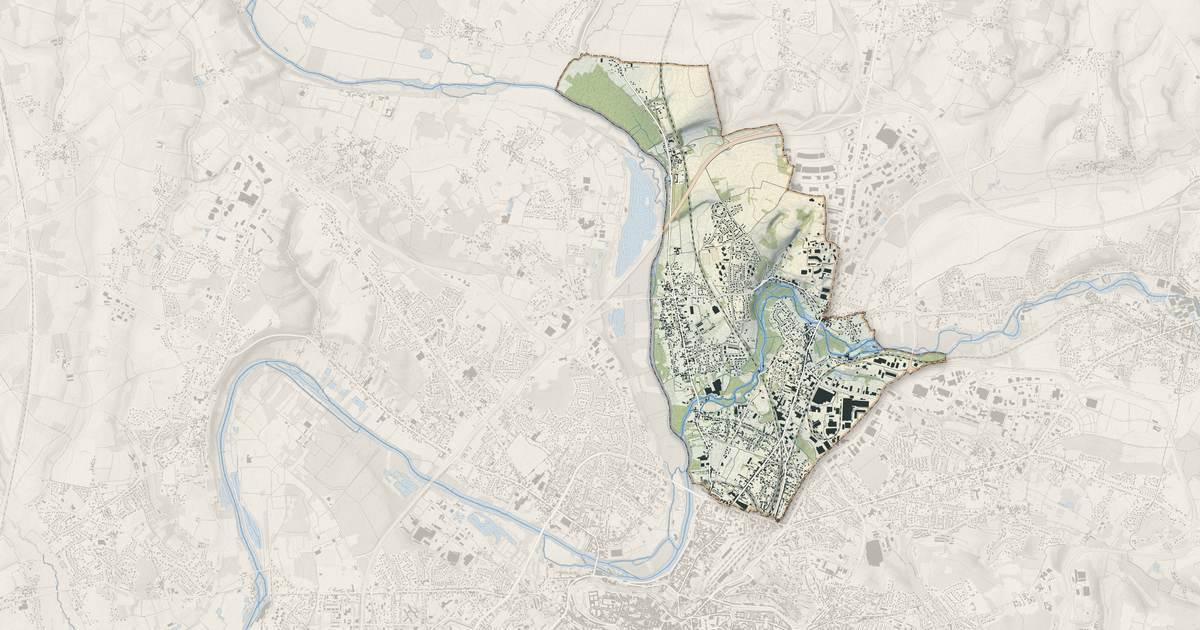 Portrait cartographique de Gond-Pontouvre : relief, eau, forêts, bâti et voies, calculés à partir des données de l'IGN
