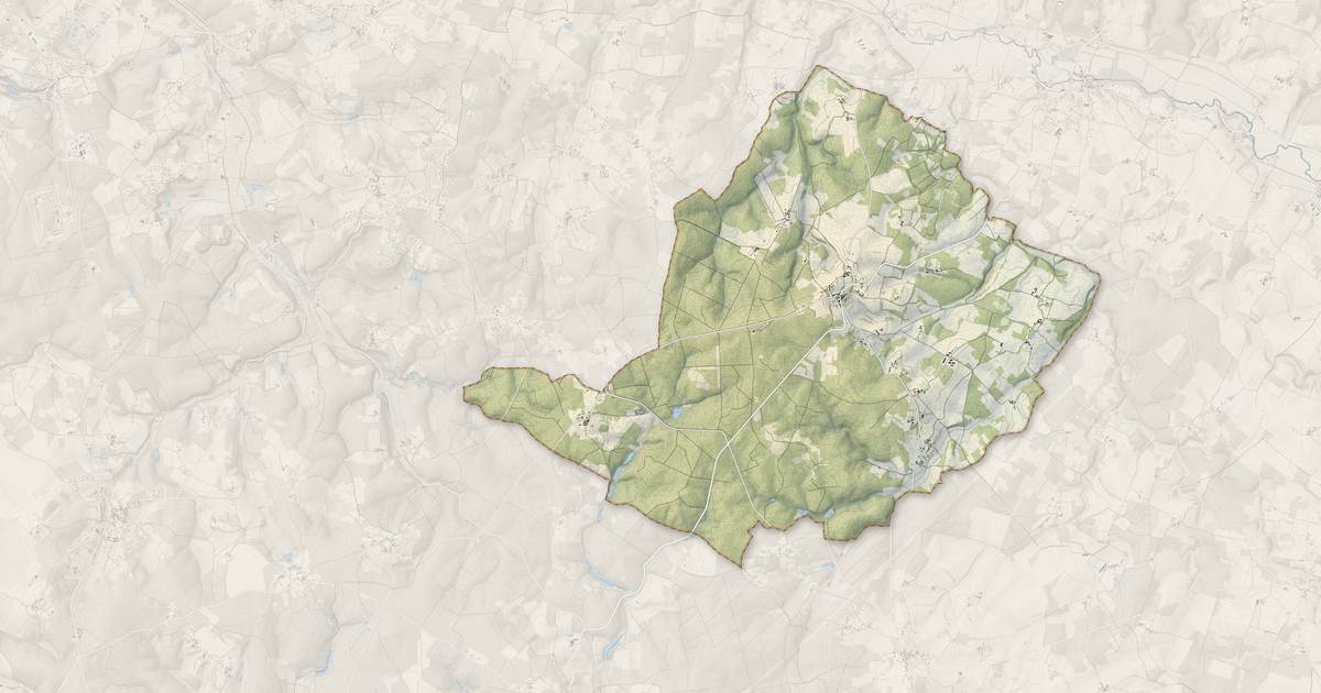 Portrait cartographique de Grassac : relief, eau, forêts, bâti et voies, calculés à partir des données de l'IGN