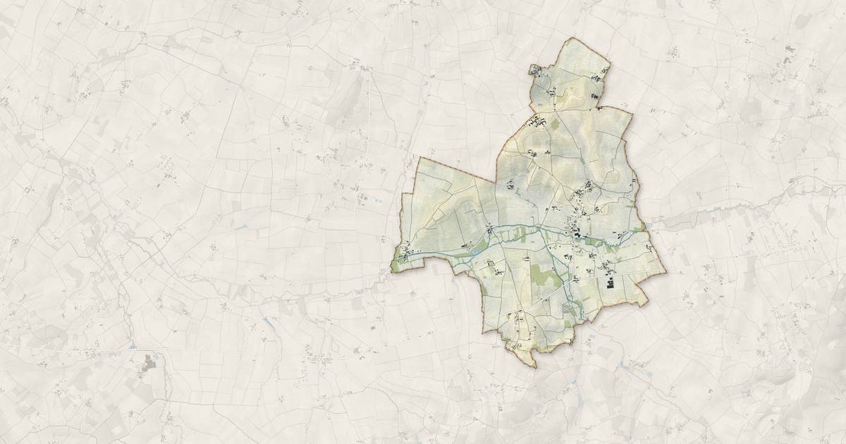 Portrait cartographique de Guimps : relief, eau, forêts, bâti et voies, calculés à partir des données de l'IGN