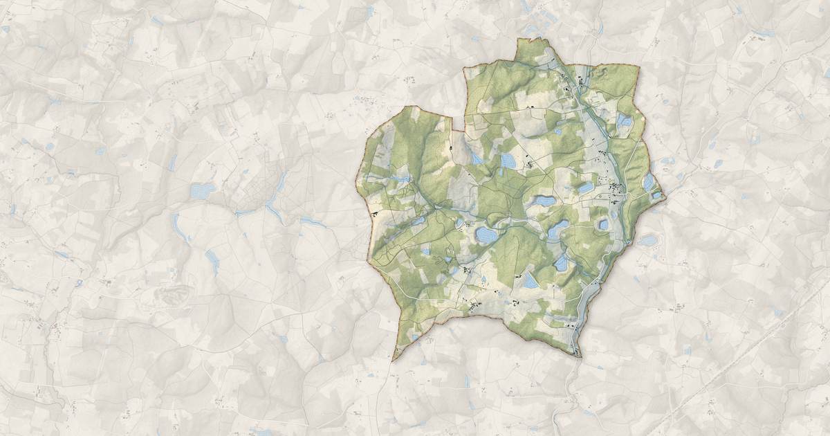 Portrait cartographique de Guizengeard : relief, eau, forêts, bâti et voies, calculés à partir des données de l'IGN
