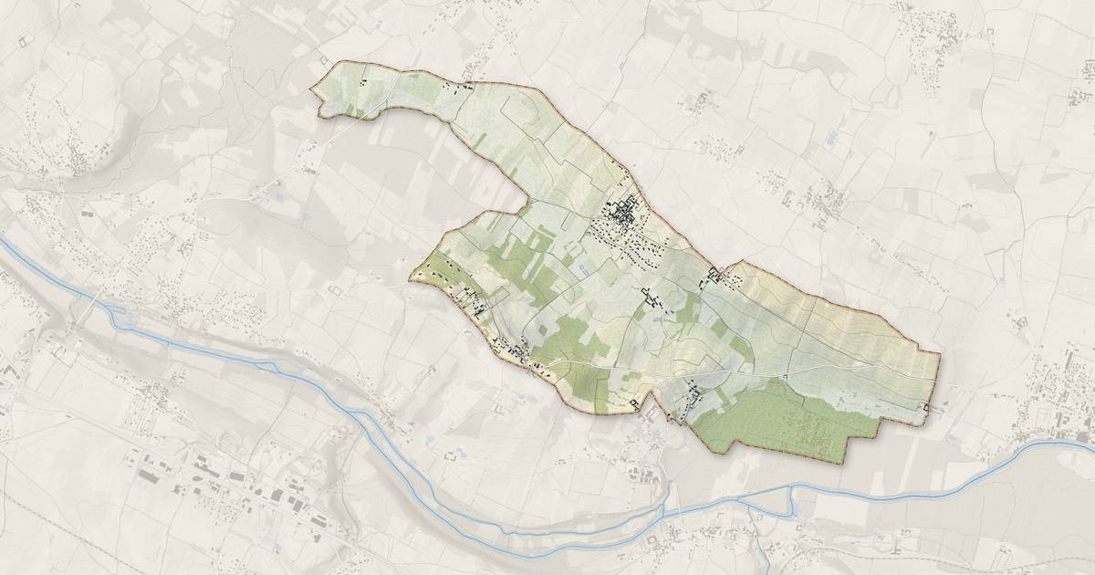 Portrait cartographique de Julienne : relief, eau, forêts, bâti et voies, calculés à partir des données de l'IGN