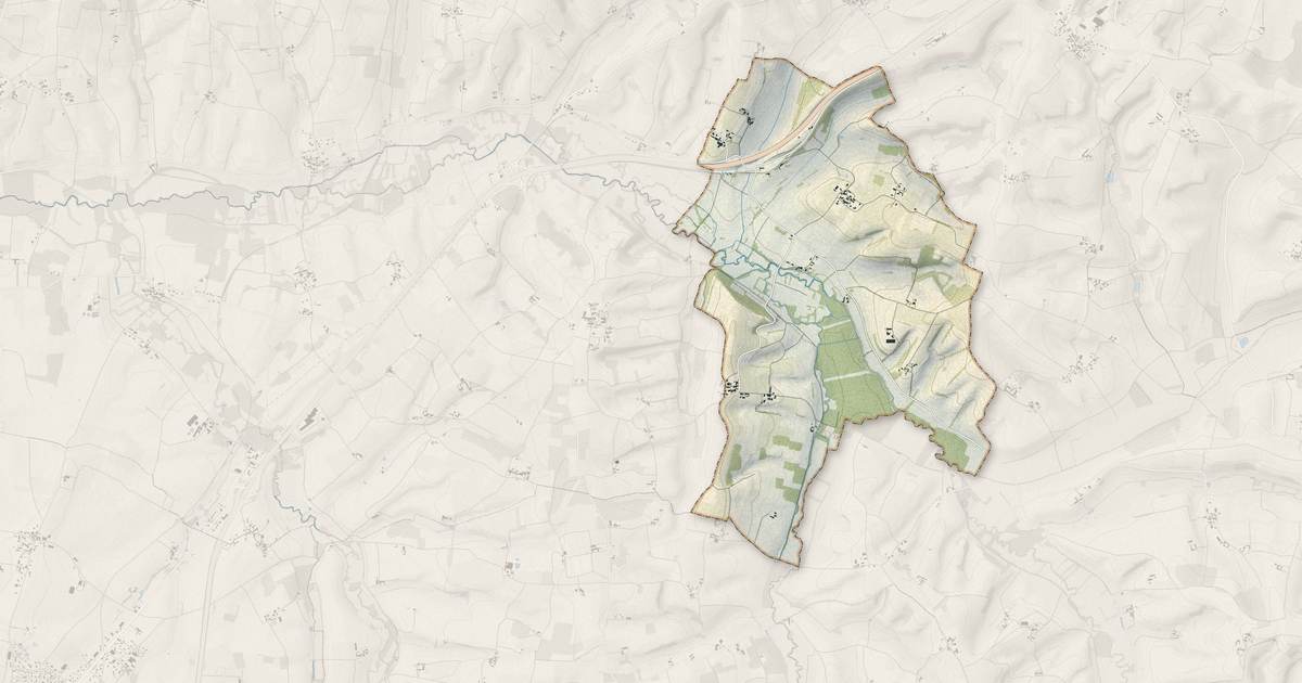Portrait cartographique de Ladiville : relief, eau, forêts, bâti et voies, calculés à partir des données de l'IGN