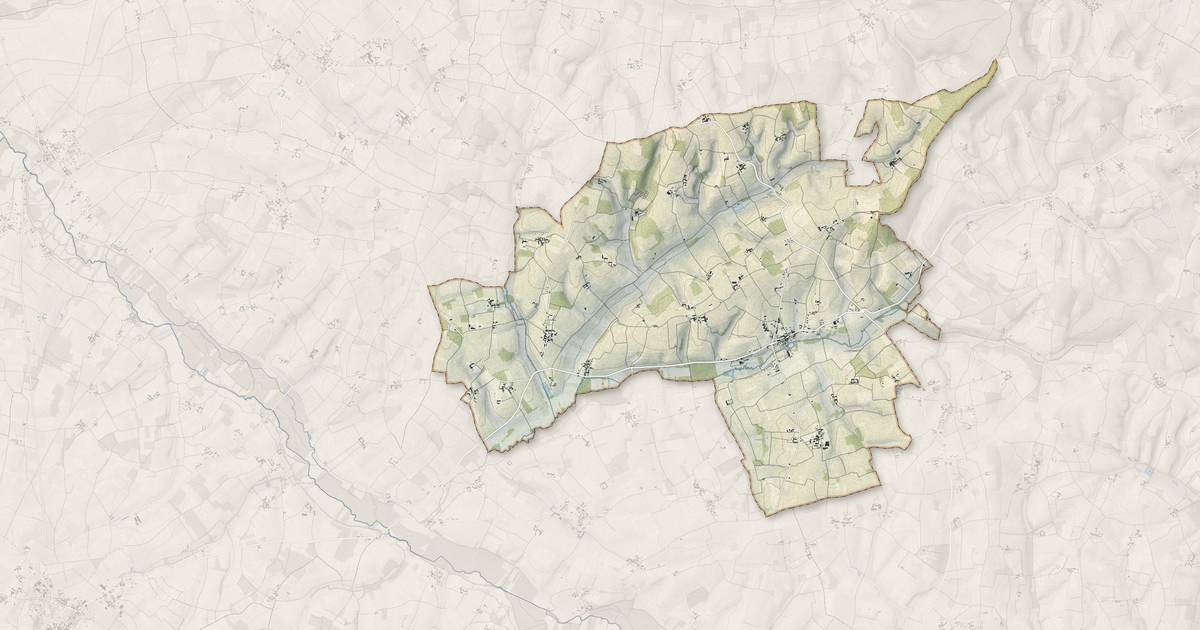 Portrait cartographique de Lignières-Ambleville : relief, eau, forêts, bâti et voies, calculés à partir des données de l'IGN