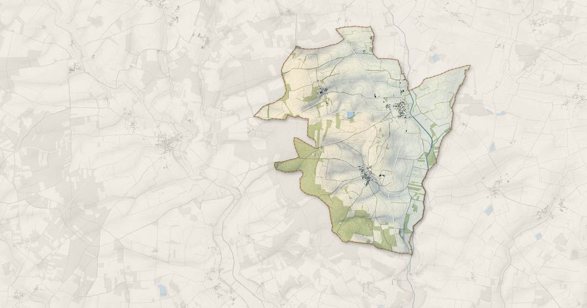 Portrait cartographique de Longré : relief, eau, forêts, bâti et voies, calculés à partir des données de l'IGN