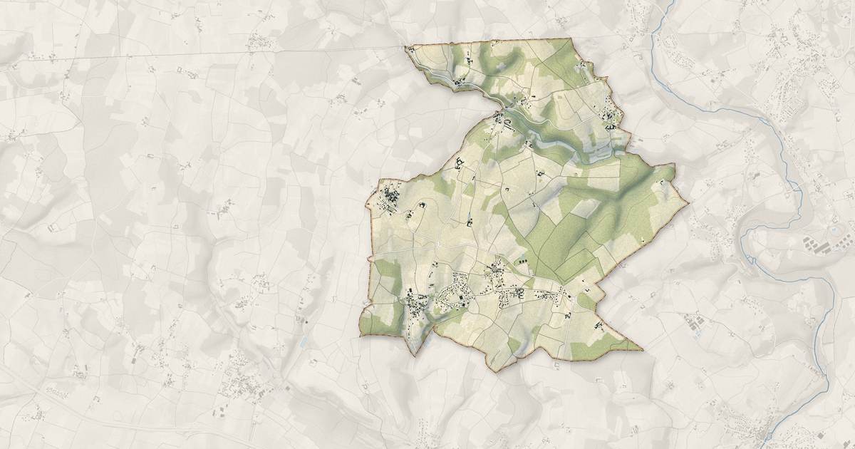Portrait cartographique de Louzac-Saint-André : relief, eau, forêts, bâti et voies, calculés à partir des données de l'IGN