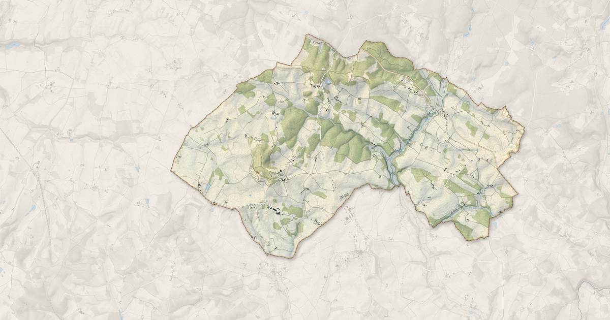 Portrait cartographique de Magnac-lès-Gardes : relief, eau, forêts, bâti et voies, calculés à partir des données de l'IGN