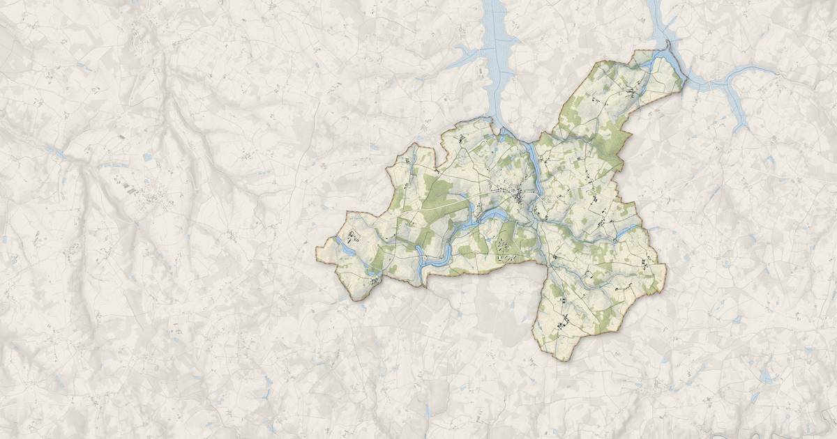 Portrait cartographique de Massignac : relief, eau, forêts, bâti et voies, calculés à partir des données de l'IGN
