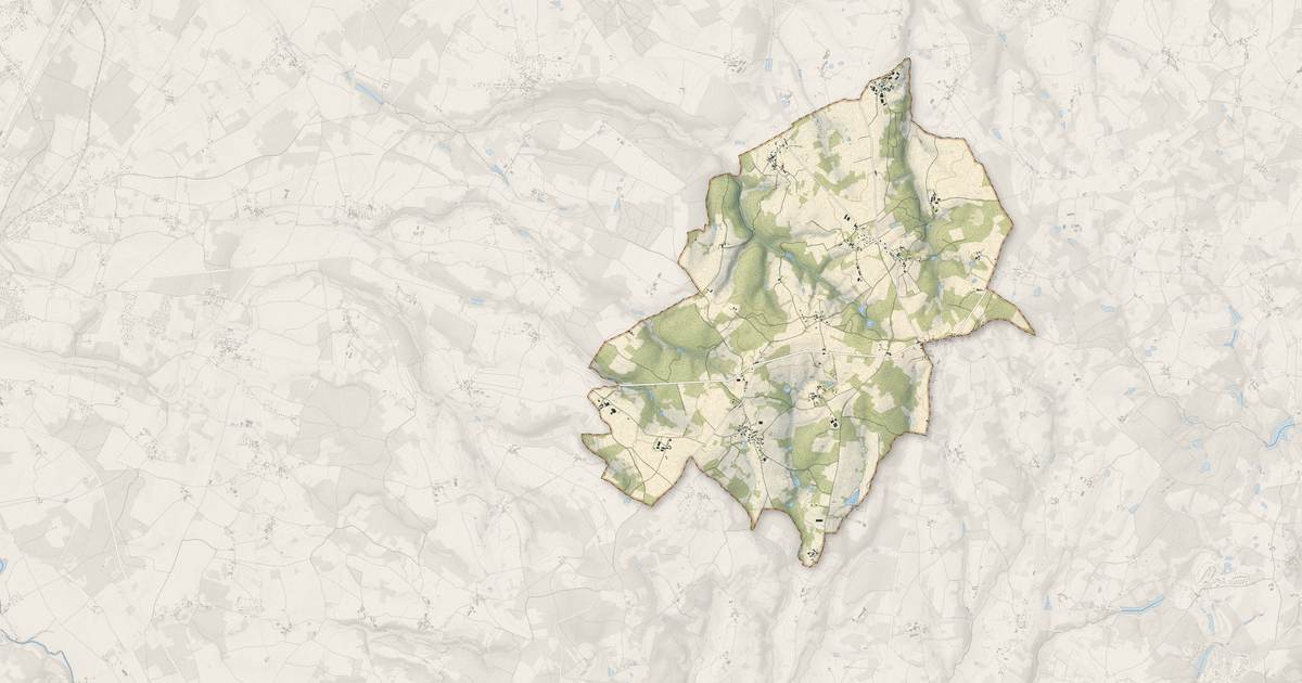 Portrait cartographique de Mazerolles : relief, eau, forêts, bâti et voies, calculés à partir des données de l'IGN