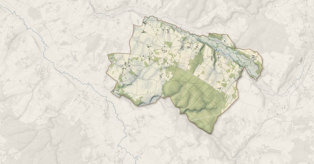 Portrait cartographique de Les Pins : relief, eau, forêts, bâti et voies, calculés à partir des données de l'IGN