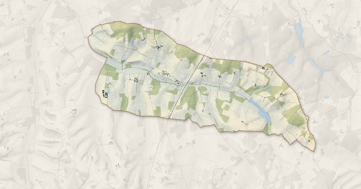 Portrait cartographique de Poullignac : relief, eau, forêts, bâti et voies, calculés à partir des données de l'IGN
