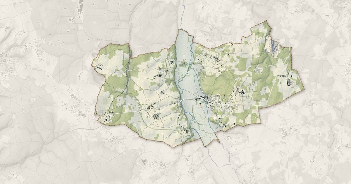 Portrait cartographique de Pranzac : relief, eau, forêts, bâti et voies, calculés à partir des données de l'IGN