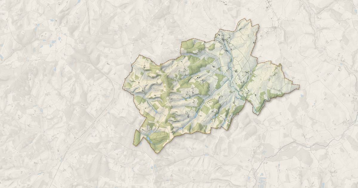 Portrait cartographique de Ronsenac : relief, eau, forêts, bâti et voies, calculés à partir des données de l'IGN