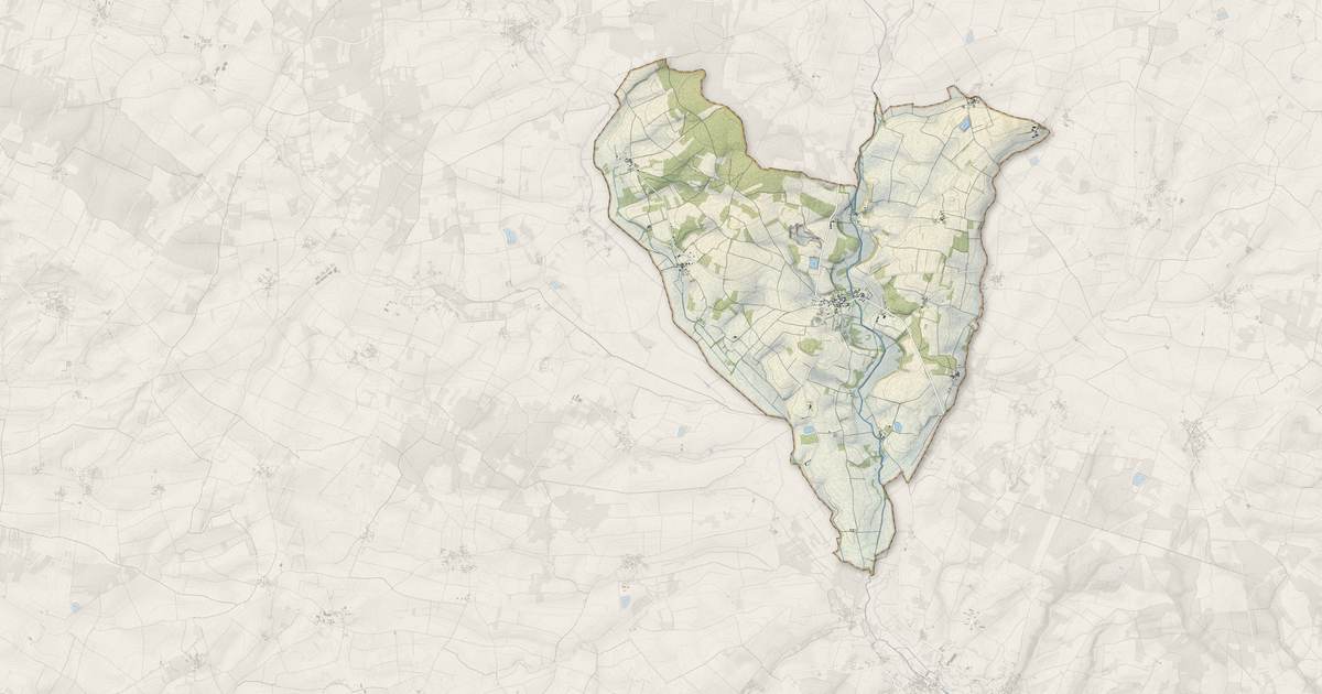 Portrait cartographique de Saint-Fraigne : relief, eau, forêts, bâti et voies, calculés à partir des données de l'IGN