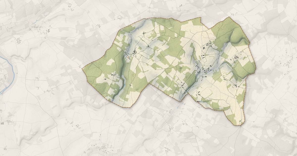 Portrait cartographique de Saint-Gourson : relief, eau, forêts, bâti et voies, calculés à partir des données de l'IGN