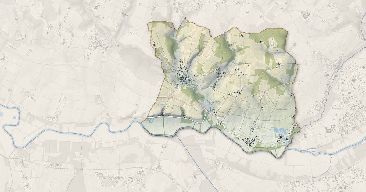 Portrait cartographique de Saint-Laurent-de-Cognac : relief, eau, forêts, bâti et voies, calculés à partir des données de l'IGN