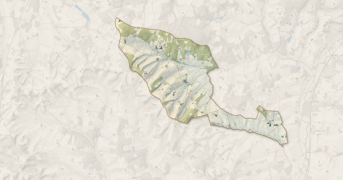 Portrait cartographique de Saint-Martial : relief, eau, forêts, bâti et voies, calculés à partir des données de l'IGN