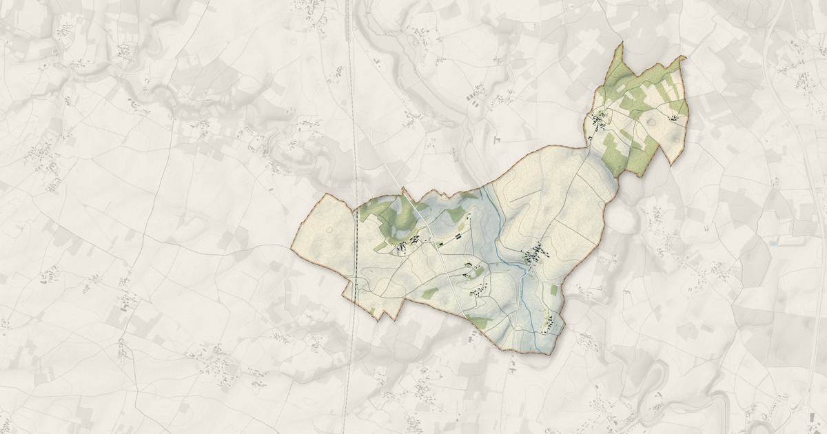 Portrait cartographique de Saint-Martin-du-Clocher : relief, eau, forêts, bâti et voies, calculés à partir des données de l'IGN